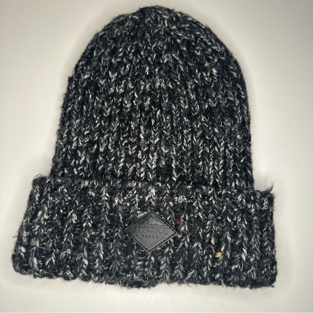 American Eagle Outfitters Beanie Unisex O/S Heathered Black Knit Beanie Winter